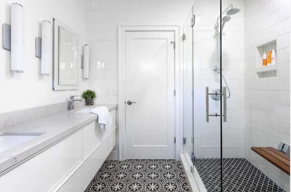 Белая мозаика в ванной [80+ лучших интерьеров] дизайн 2019