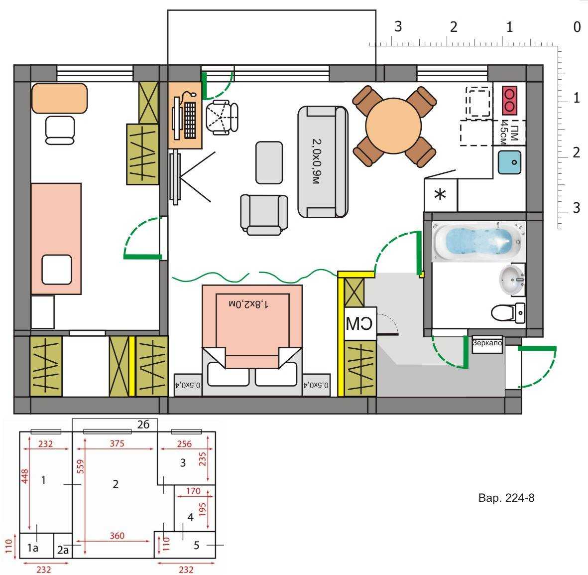🏙 дизайн двухкомнатной хрущёвки: выбор планировки, дизайн кухни, спальни и гостиной