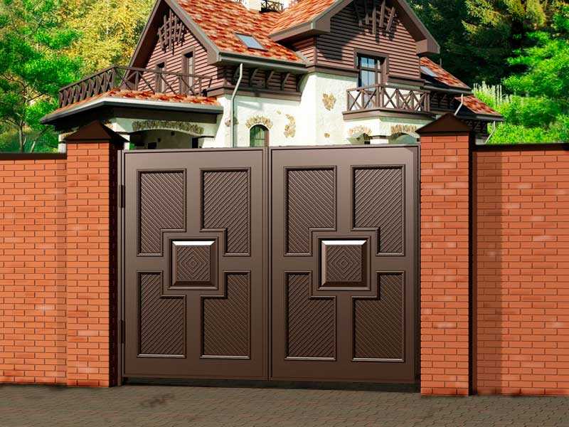 Въездные ворота для частного дома: три вида конструкций, дизайн с обзором материалов с фото