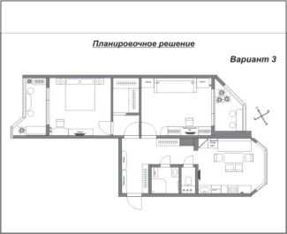 Дизайн-проект двухкомнатной квартиры п44т «распашонка»: фото планировки двушки-«распашонки» п-44т