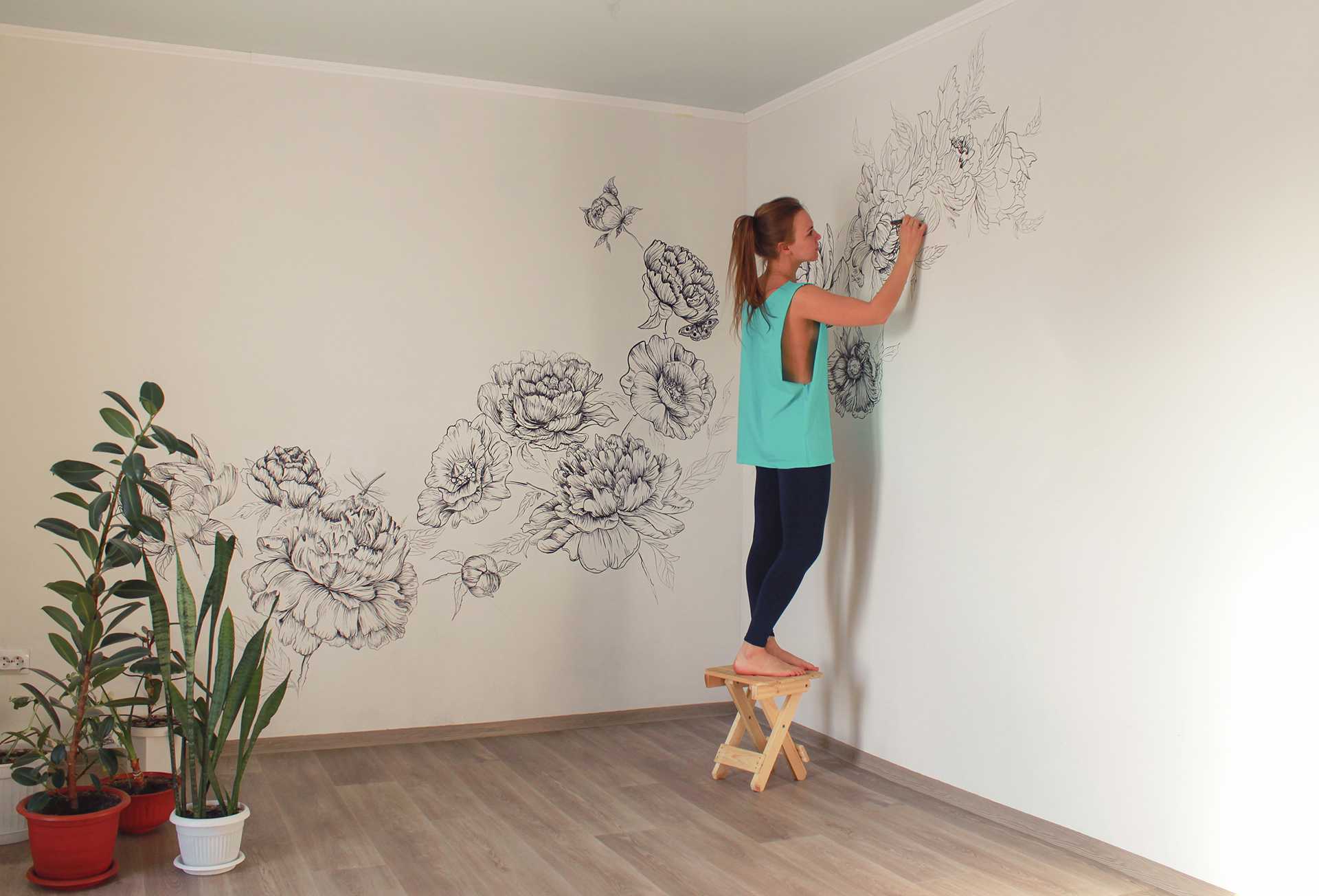 Рисунки на стенах квартиры своими руками: фото, узоры, оформление