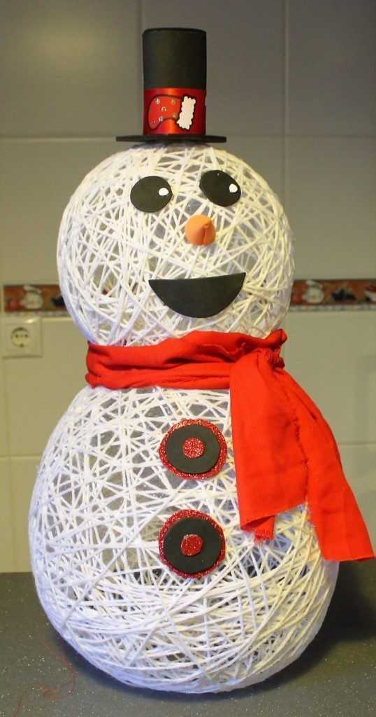 Снеговик из ниток: как сделать? новогодние поделки своими руками