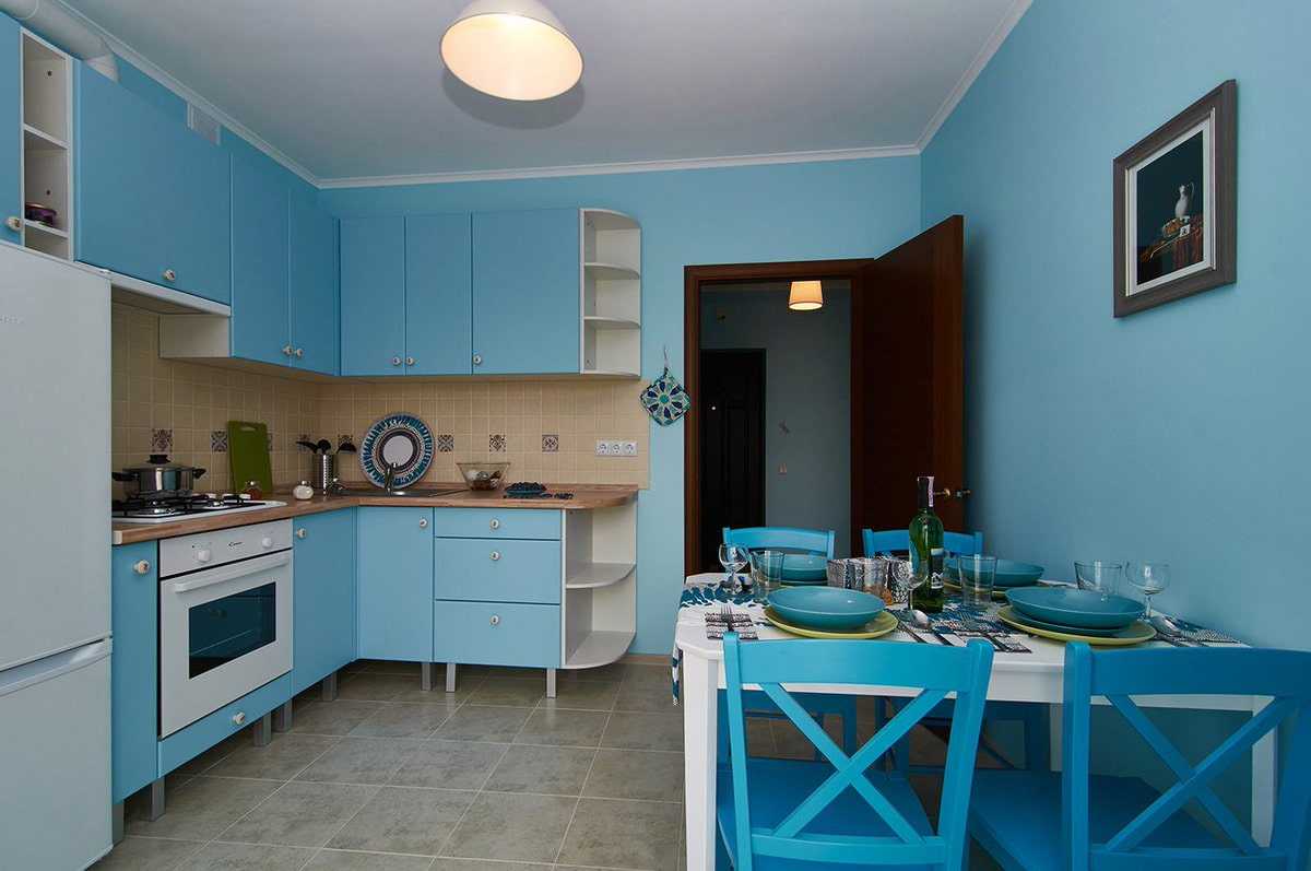 Дизайн кухни в голубом цвете Какой стиль выбрать, с каким цветом сочетать, на что делать акценты при оформление 200 фото примеров