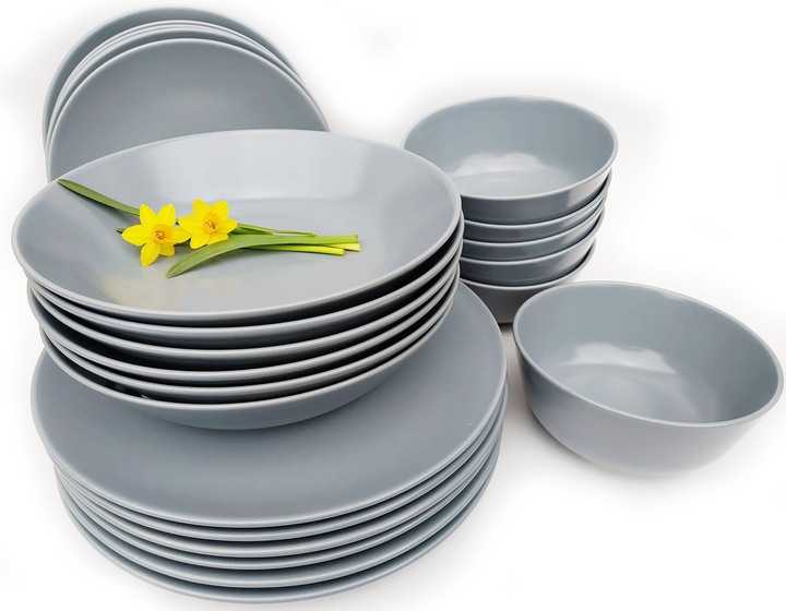 Варианты наборов столовой посуды по количеству предметов и материалам