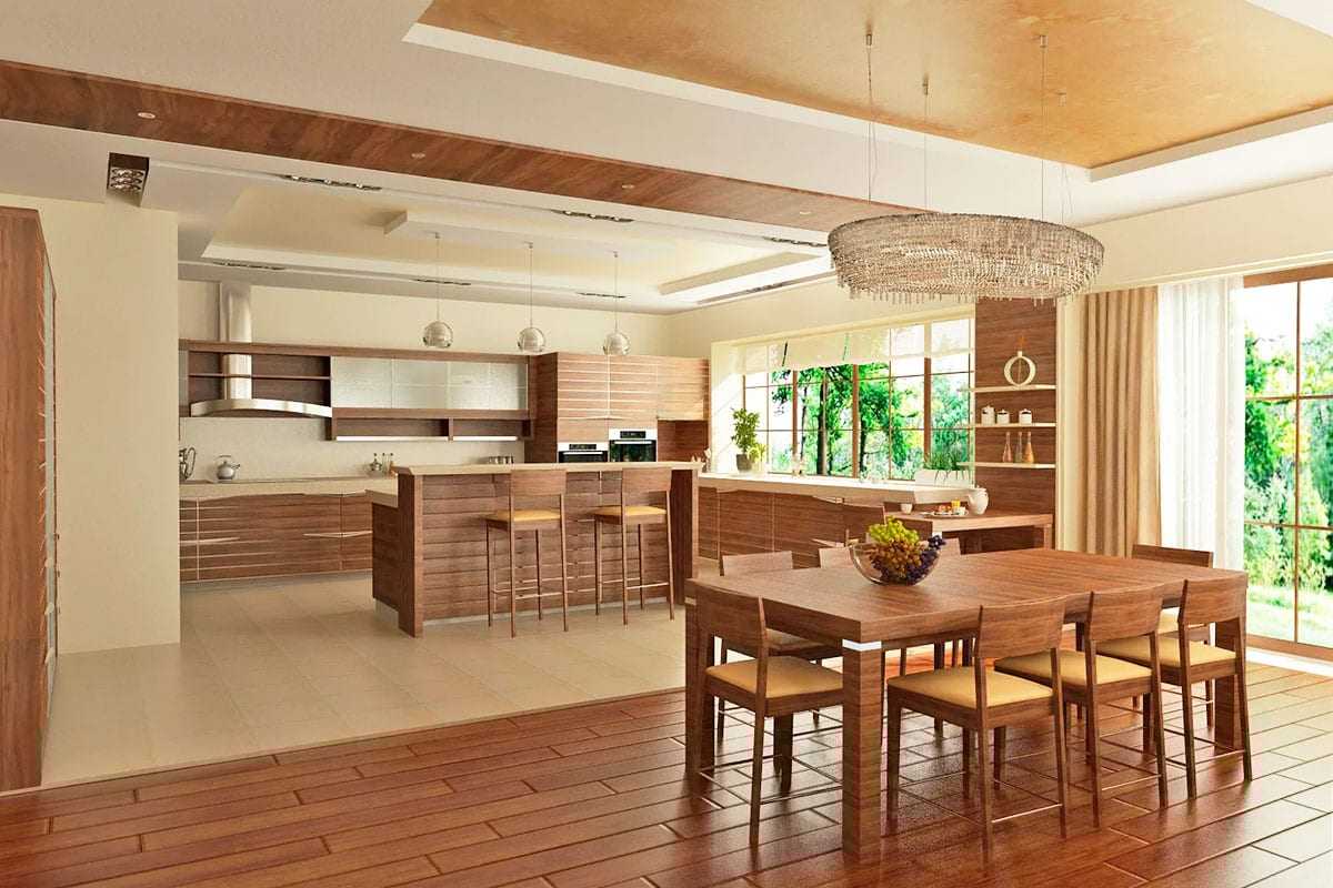 Особенности дизайна кухни-столовой в частном доме