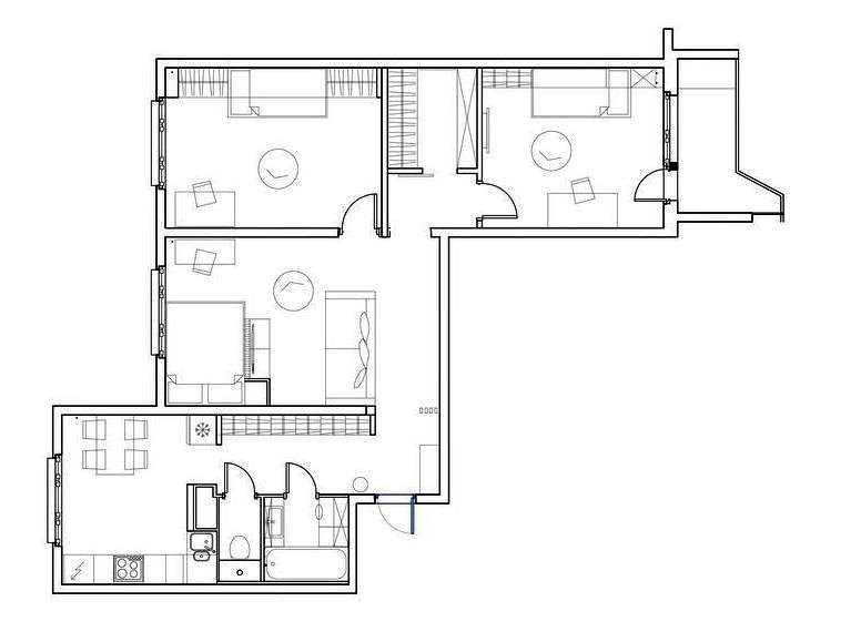 Варианты и примеры перепланировок 3-х комнатных квартир