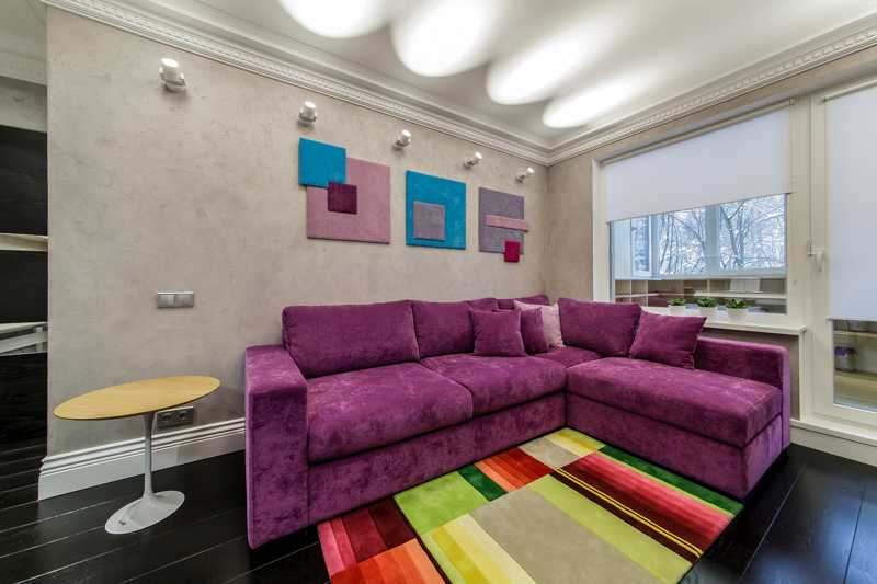 (+76 фото) фиолетовый диван в интерьере