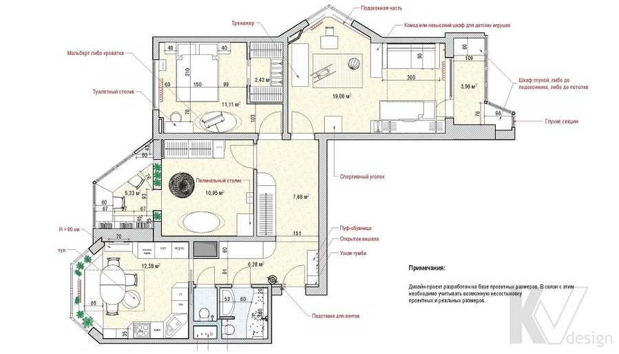 Перепланировка трехкомнатной квартиры в панельном доме 5, 9 и 12 этажей с фото