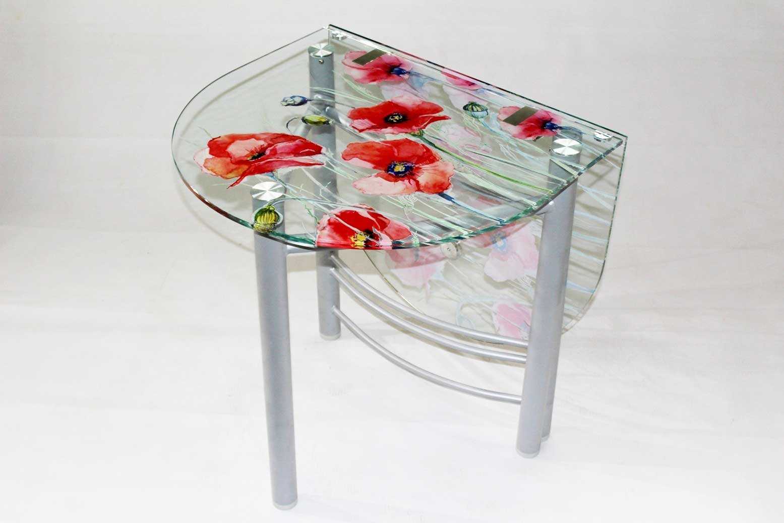 Стеклянные кухонные столы (45 фото): круглые обеденные столы из стекла с фотопечатью, овальные столешницы из закаленного стекла