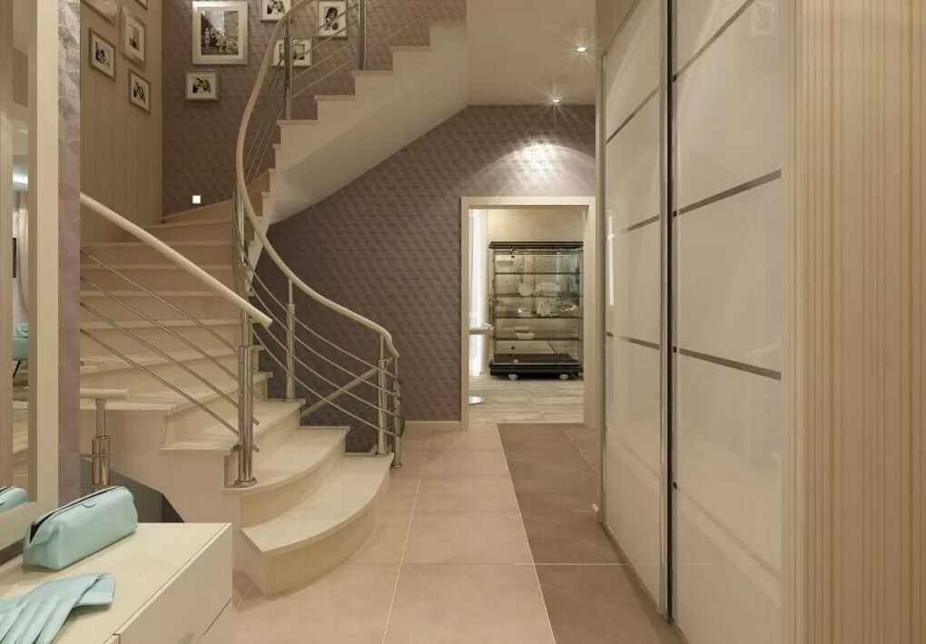 Дизайн холла в частном доме с лестницей +75 фото - «интерьер прихожей»