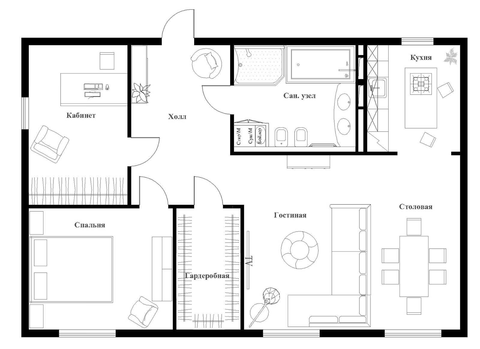 Планировка квартиры - одно-, двух-, трех-, четырех- комнатной